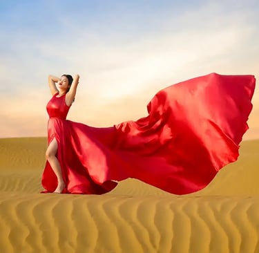 Flying Dress Photoshoot in abu dhabi and dubai Desert