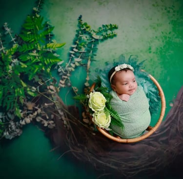 Newborn Photography wild greenery theme
