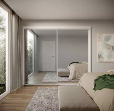 White fully framed wardrobe door