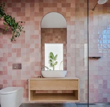 curved mirror with frameless shower screen
