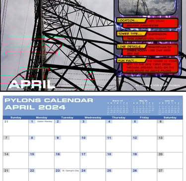 a pylons calendar showing april