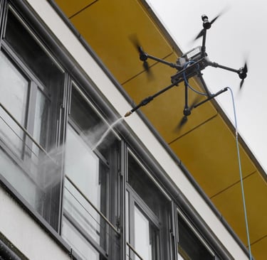 window cleaning with a drone