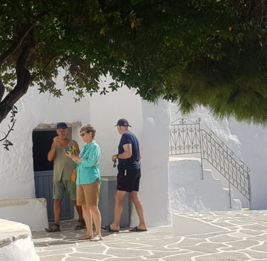 Group participants at a monastery.