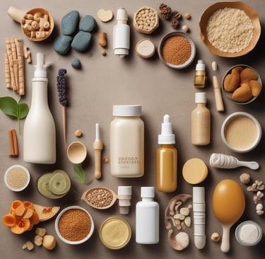 A modern collection of workout merchandise laid out on a minimalist background.