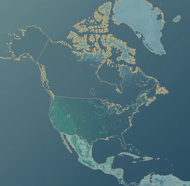 Image of North America; Creative Sparrow SEO and Branding in Canada and USA