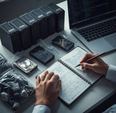 a person is writing on a notebook with a pen and a notebook
