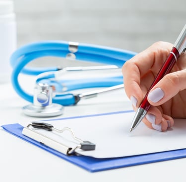 Filling out a medical document