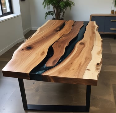 An assortment of custom cutting boards arranged on a rustic surface.