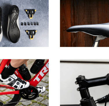 Cycling cleats saddle and handlebars showing how bike setup changes affect rider alignment