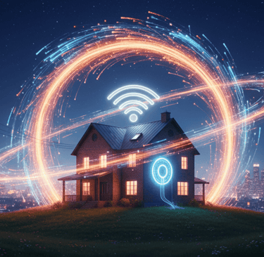 a house with fiber lines connected to it