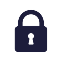 A dark blue padlock icon on a black background representing data security and privacy.