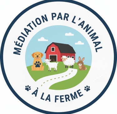 une ferme, un chien, une chèvre, un mouton, un lapin, nature