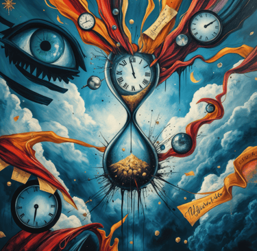 a painting of a clock with a clock on it