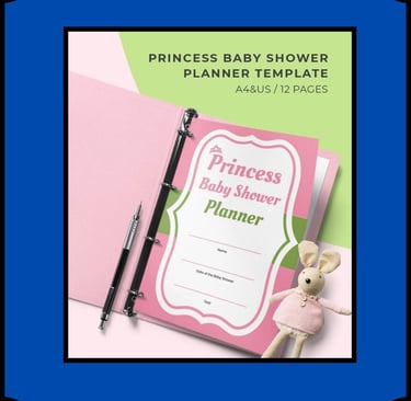 Baby shower planner printable PDF pages — checklist, timeline, budget, guest list, games — A4 and US