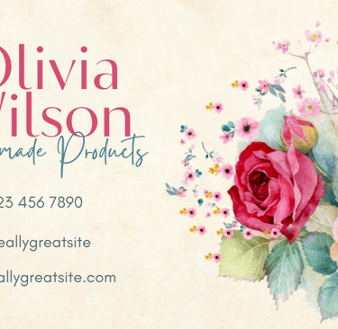 a business card with a bouquet of flowers