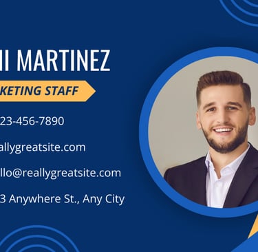 a business card with a photo of a man in a suit