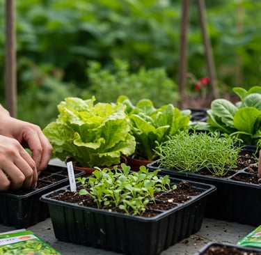 August planting late summer seeds containers fall vegetables herbs planting hands garden