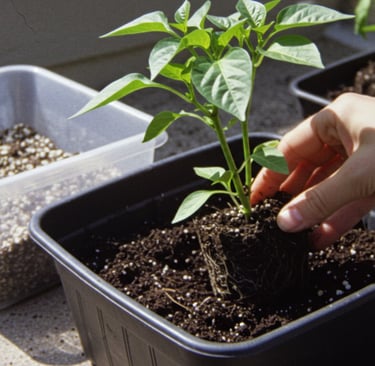 Pepper container setup with proper drainage
