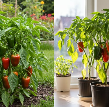 Indoor container pepper growing setup