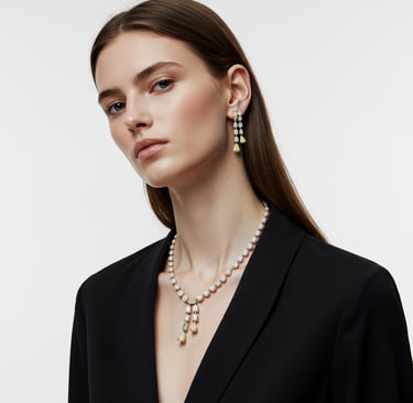 A model Wearing a classic solitaire necklace