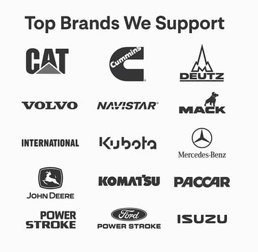 a group of logos and logos on a white background, Cummis, Cat, Deutz, Volvo, Mack and more