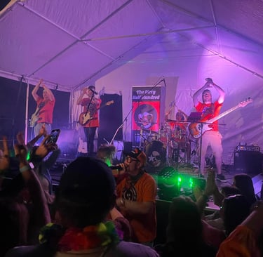 Dirty Half Hundred Party Band playing at woolyfest.