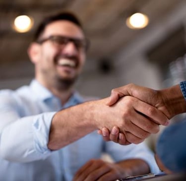 Local business owner closing a deal with a client