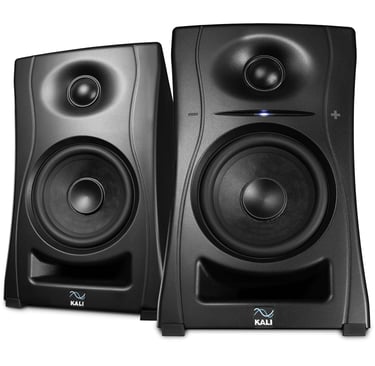 a pair of speakers with a white background