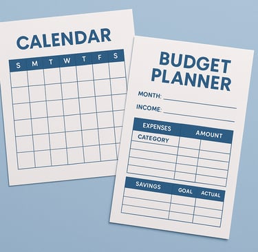 A calender and a budget planner