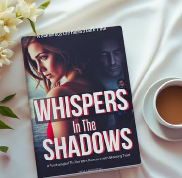Whispers in the Shadows psychological thriller book cover by Lena Lexington