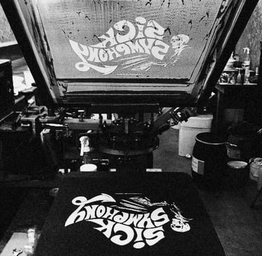 Screen printing design on t-shirts for fashion brands and custom apparel