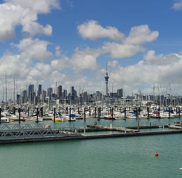 Auckland city from Westhaven Marina