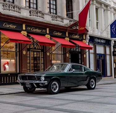 Photo of a Ford Mustang shot in front of Cartier in London - Professional Car Photography