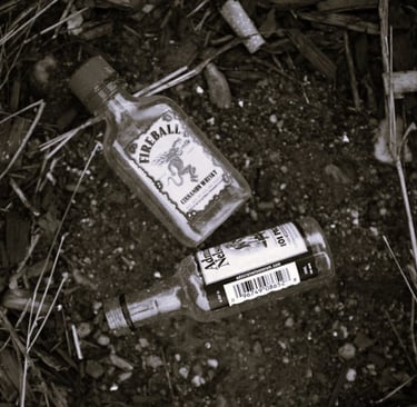 empty bottles on the ground, flash fiction