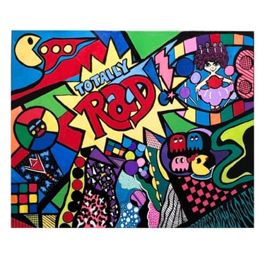 Vibrant Abstract Painting Includes popular games of the 80s | Trivia Painting by Frankie Cervantes | Art by Frankie