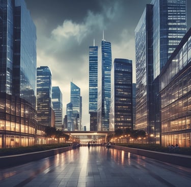 A spacious, modern warehouse or industrial interior with high ceilings and a sleek, organized layout. The space features several workstations equipped with monitors, barcode scanners, and storage areas. The setting is well-lit and appears clean and efficient, suggesting an environment designed for streamlined operations.