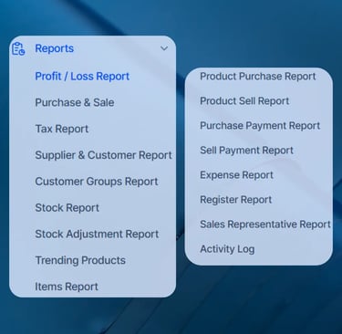 cloud pos reports menu
