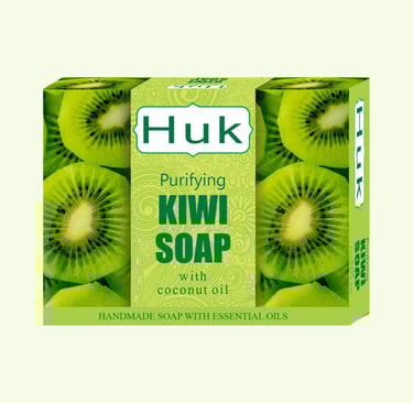 a box of kiwi soap with kiwis