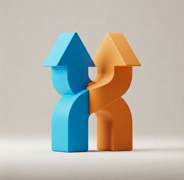 two different colored shapes of a house