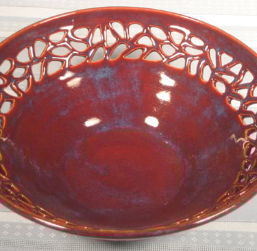 12 Inch Carved Red Blue Bowl