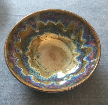 8 Inch Blue Tan Layered Bowl