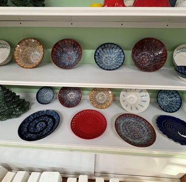 Display shelves in studio
