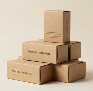 Premium kraft packaging boxes stacked neatly, ready for export with Turkish and Dutch flags nearby.