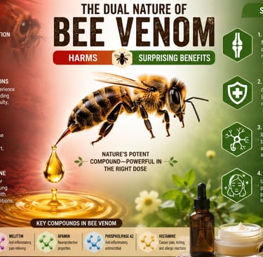  🐝The Dual Nature of Bee Venom :Harms and Surprising Benefits 