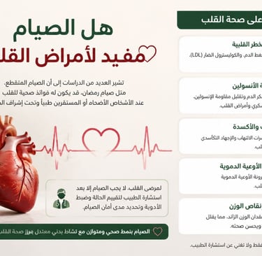 هل الصيام مفيد لأمراض القلب؟ تعرّف على تأثير الصيام المتقطع والعلاجي على ضغط الدم والكوليسترول والال