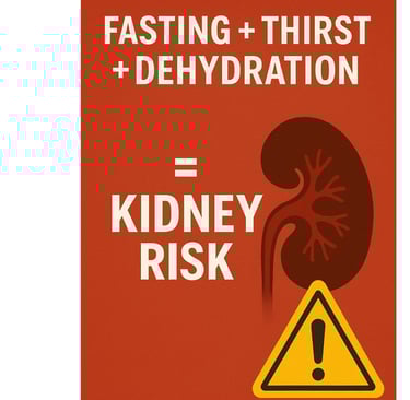⏰ Fasting + Thirst + Dehydration = Kidney Risk ⚠️ 