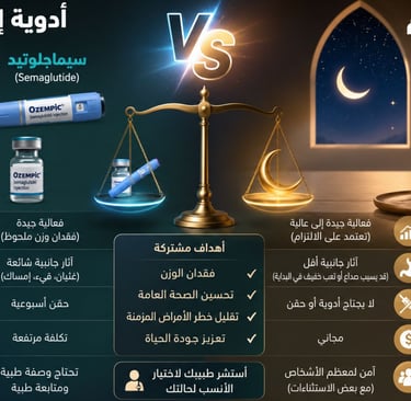 ⚖️أدوية إنقاص الوزن تيرزيباتيد وسيماجلوتيد مقابل الصيام🌙