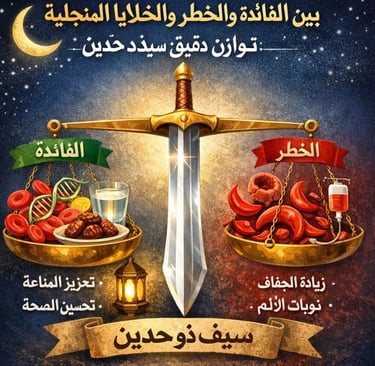 🌙🧬بين الفائدة والخطر الصيام والخلايا المنجلية : توازن دقيق : سيف ذو حدّين