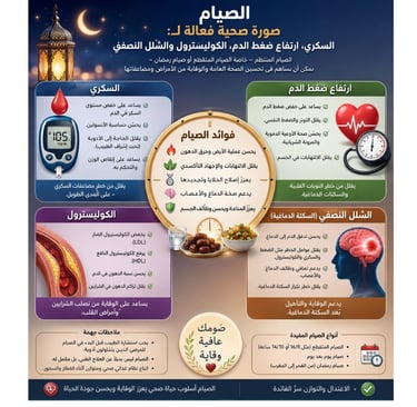 🌙السكري ارتفاع ضغط الدم الكوليسترول و الشلل النصفي:الصيام