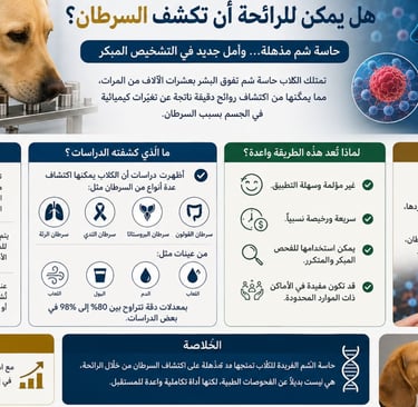 🐶الكلاب:هل يمكن للرائحة أن تكشف السرطان؟🤖